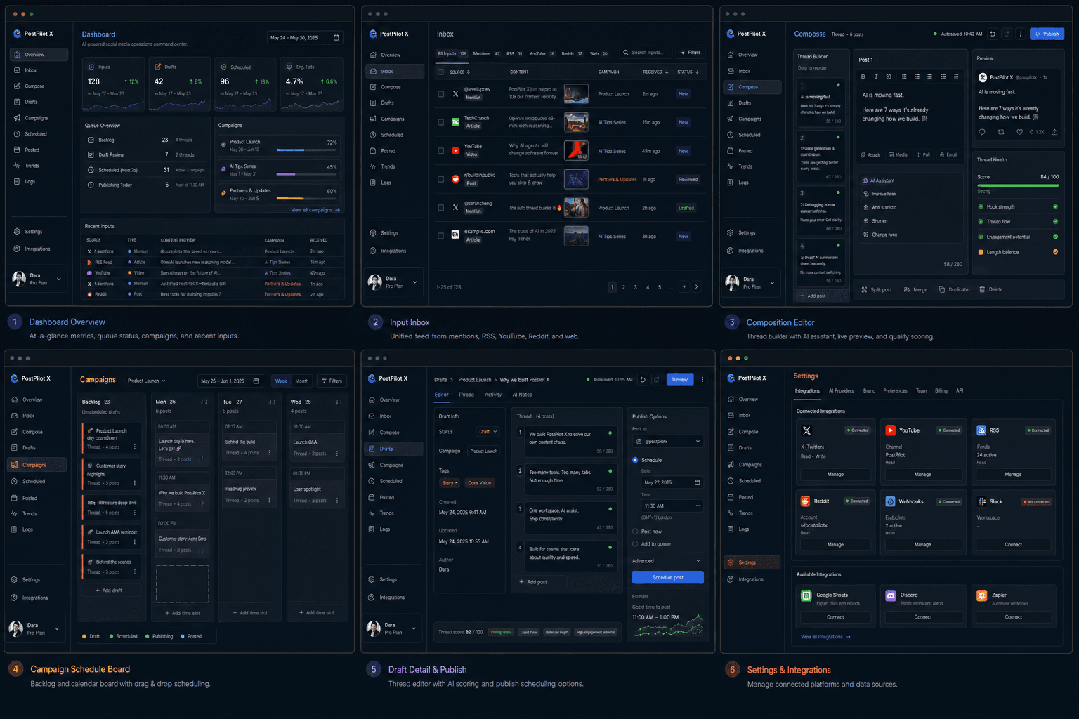 Stepost dark product workspace previews